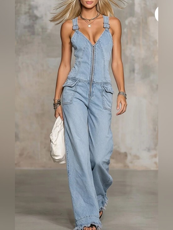 Oyrosy Pants - NWT Oyrosy Denim Blue Jumpsuit Size Medium